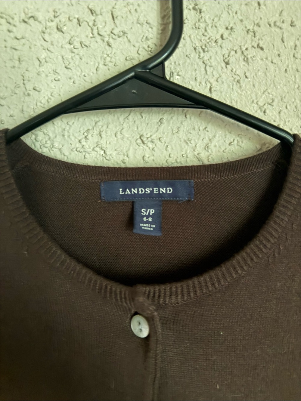 Lands’ End Chocolate Brown Cardigan | Fine Knit Button Front Sweater - Picture 4 of 5